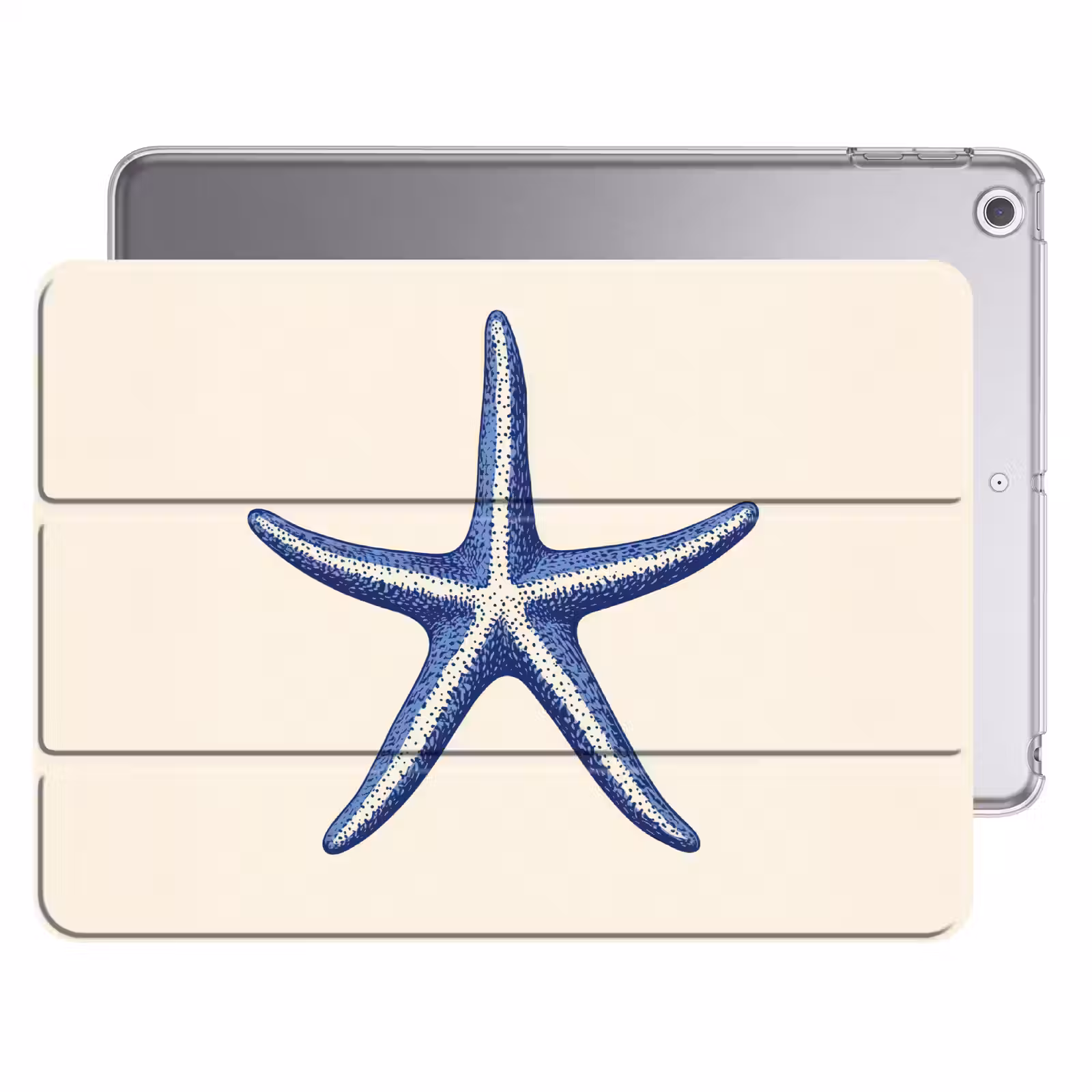 iPad hoes - Blauwe zeester - Minimalistisch - Beige — 1