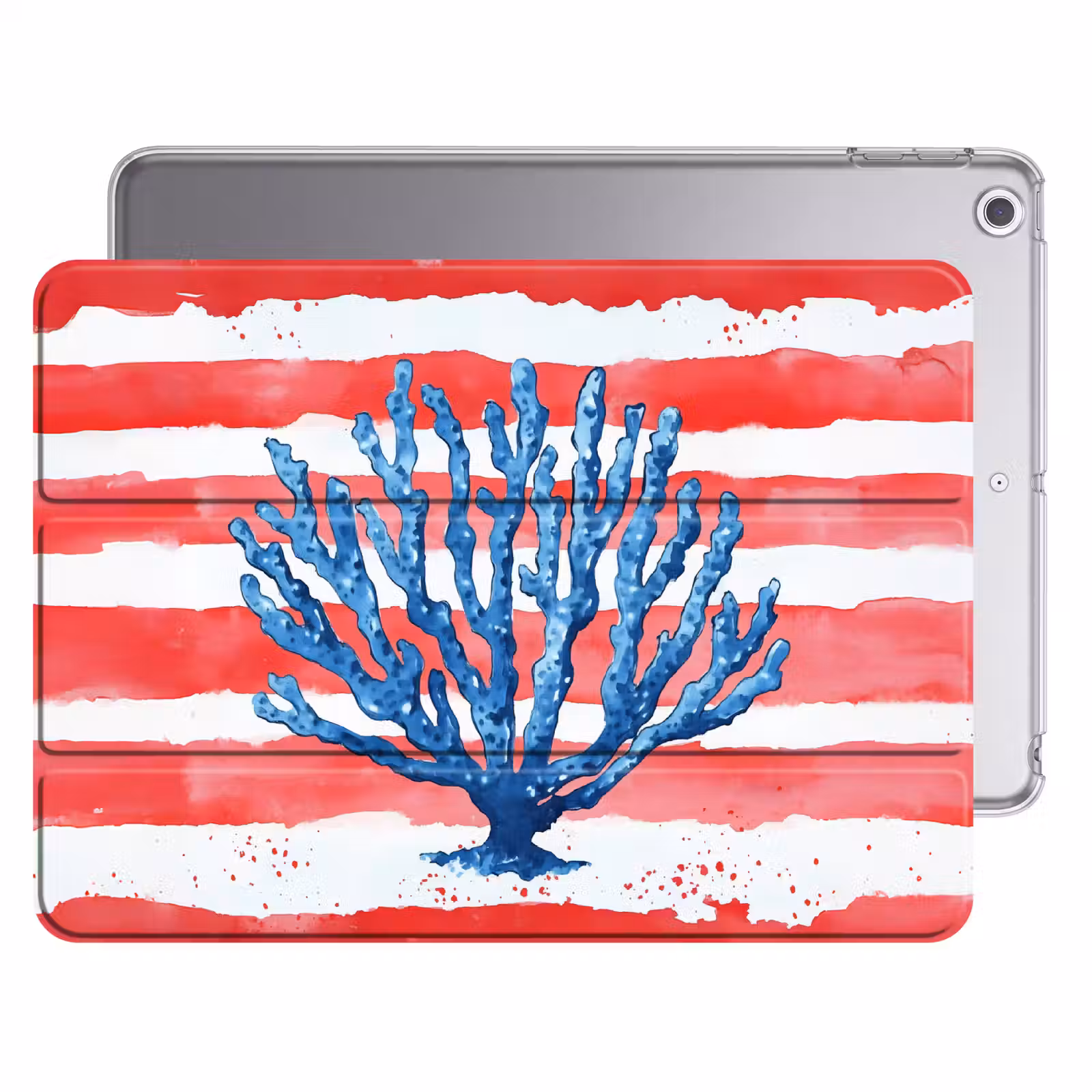 iPad hoes - Koraal - Verfstructuur - Rood - Blauw — 1