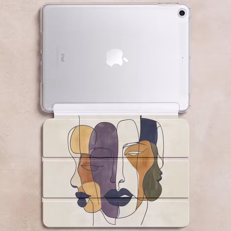 iPad hoes - Abstract - Overlappende gezichten - Paars - Donkergroen — 6