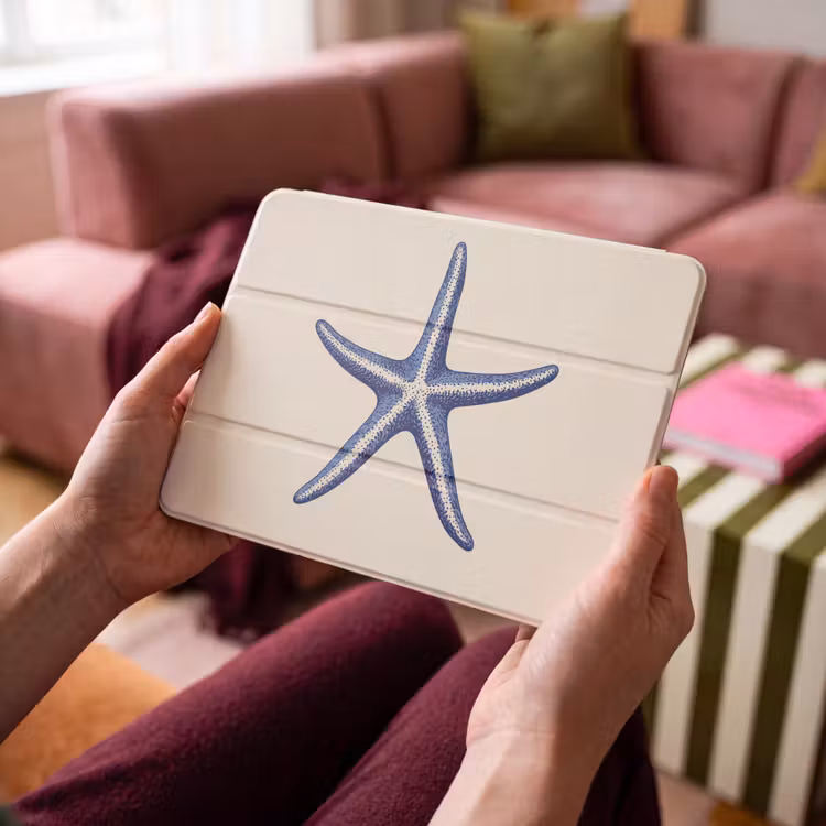 iPad hoes - Blauwe zeester - Minimalistisch - Beige — 3