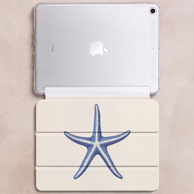 iPad hoes - Blauwe zeester - Minimalistisch - Beige — 6