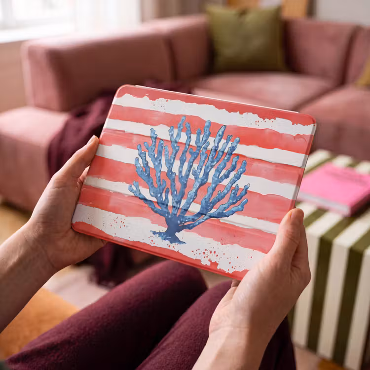 iPad hoes - Koraal - Verfstructuur - Rood - Blauw — 3
