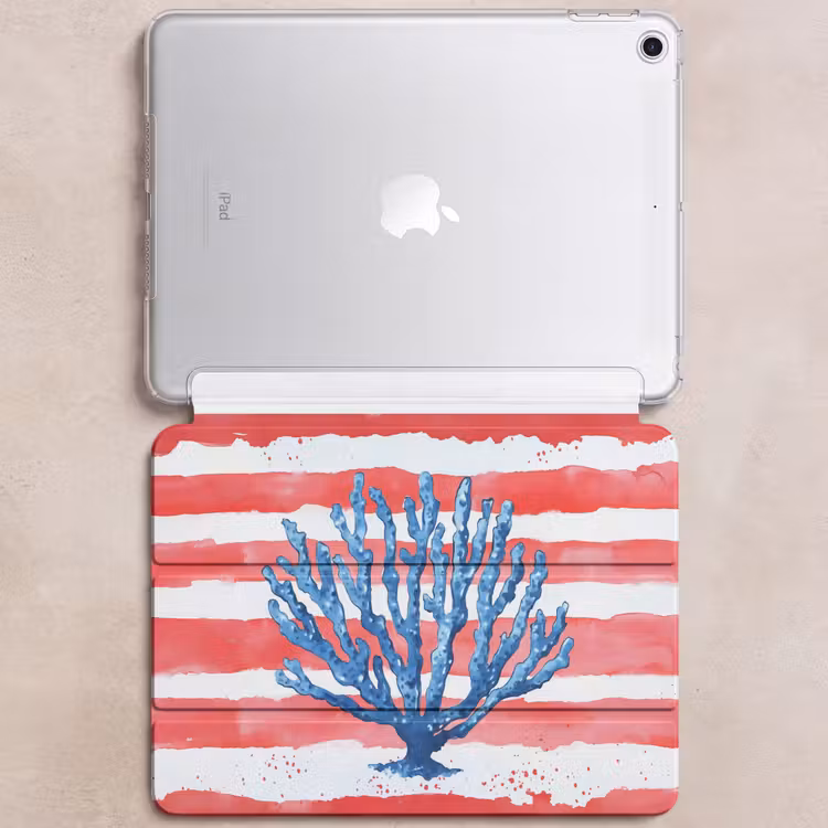 iPad hoes - Koraal - Verfstructuur - Rood - Blauw — 6