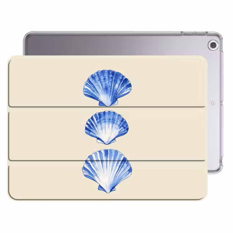 iPad hoes - Schelpen - Blauw - Beige — 1