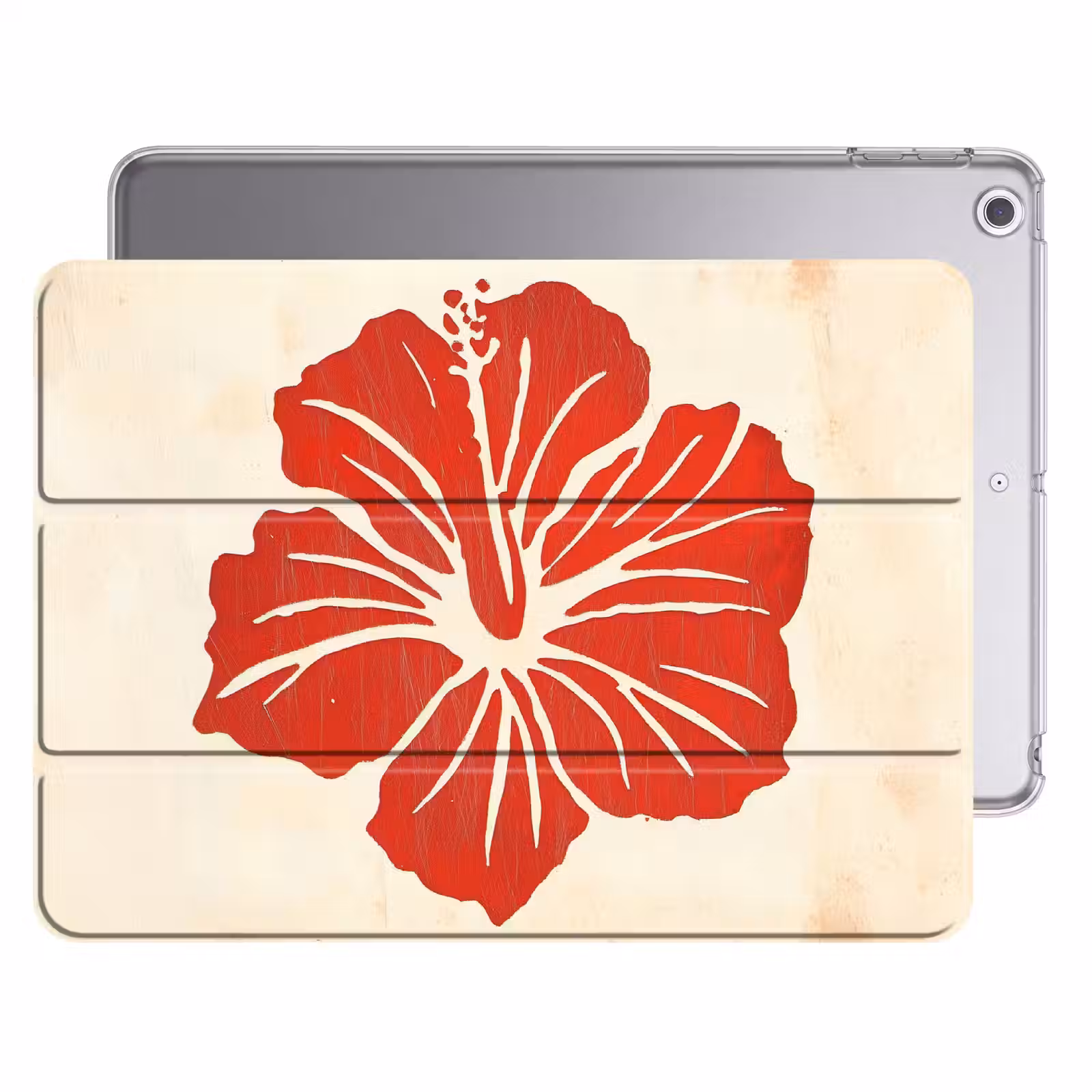 iPad hoes - Rode hibiscusbloem - Textuur achtergrond - Beige — 1