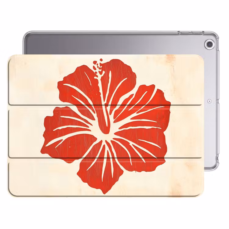iPad hoes - Rode hibiscusbloem - Textuur achtergrond - Beige — 1