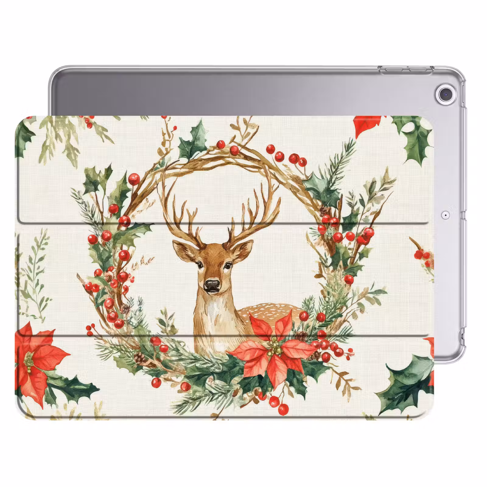 iPad hoes - Kerstkrans - Hert - Hulst - Rood — 1