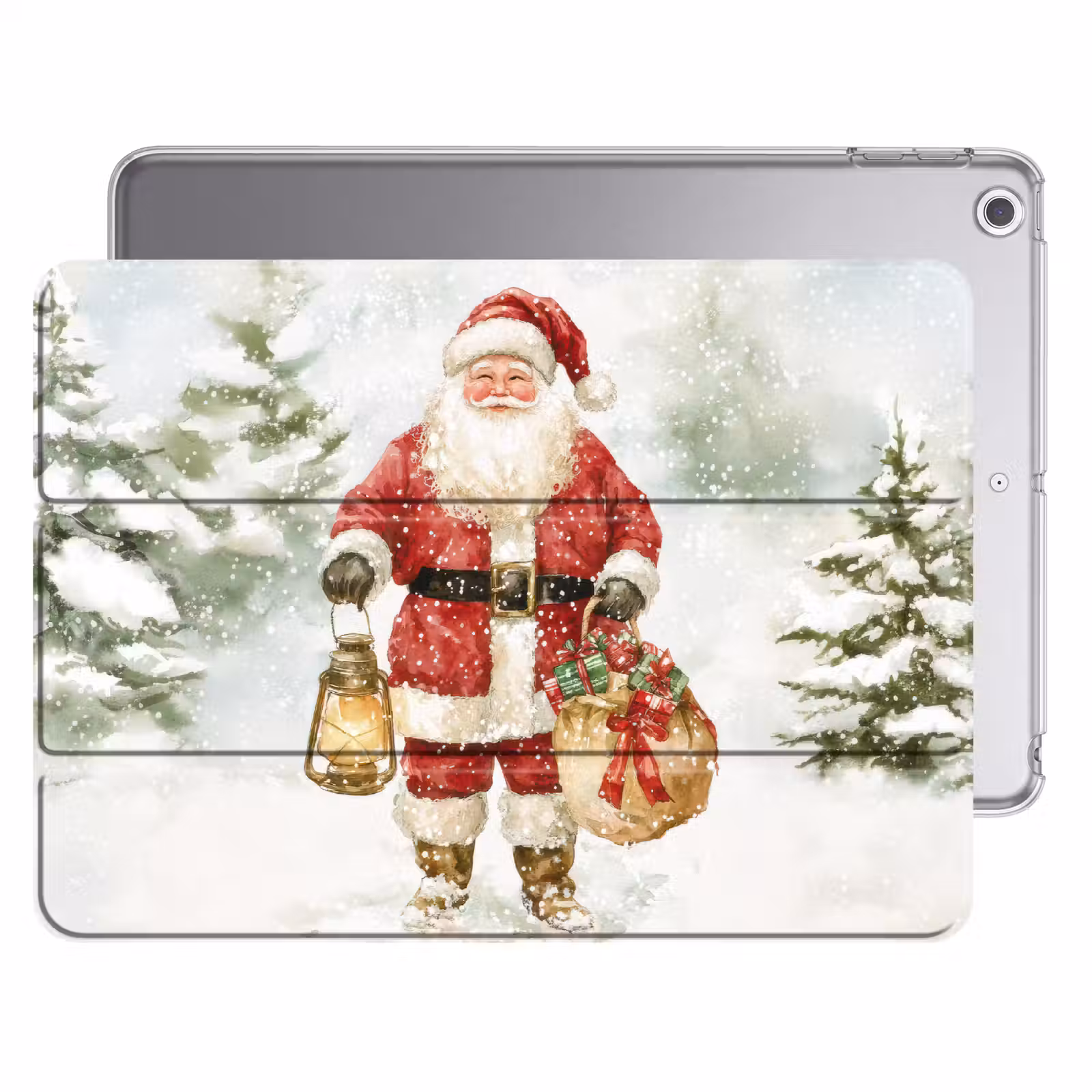 iPad hoes - Kerstman- Winter - Sneeuw - Wit - Rood — 1