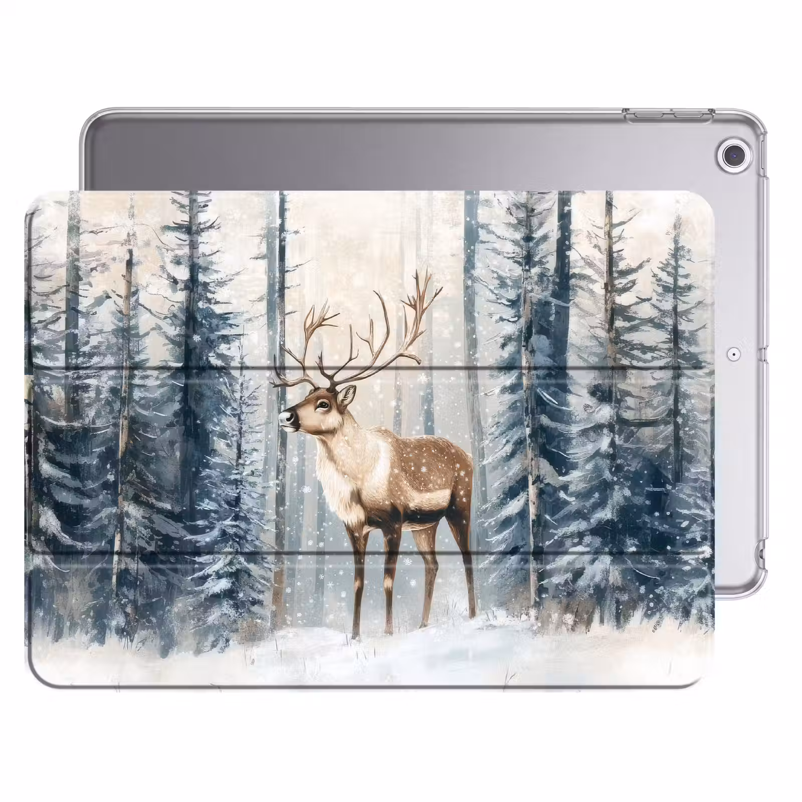 iPad hoes - Rendier - Sneeuw - Woud - Wit — 1