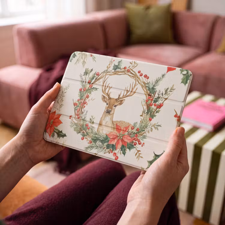 iPad hoes - Kerstkrans - Hert - Hulst - Rood — 3