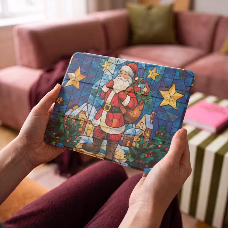 iPad hoes - Kerstman - Glas - Kleurrijk — 3