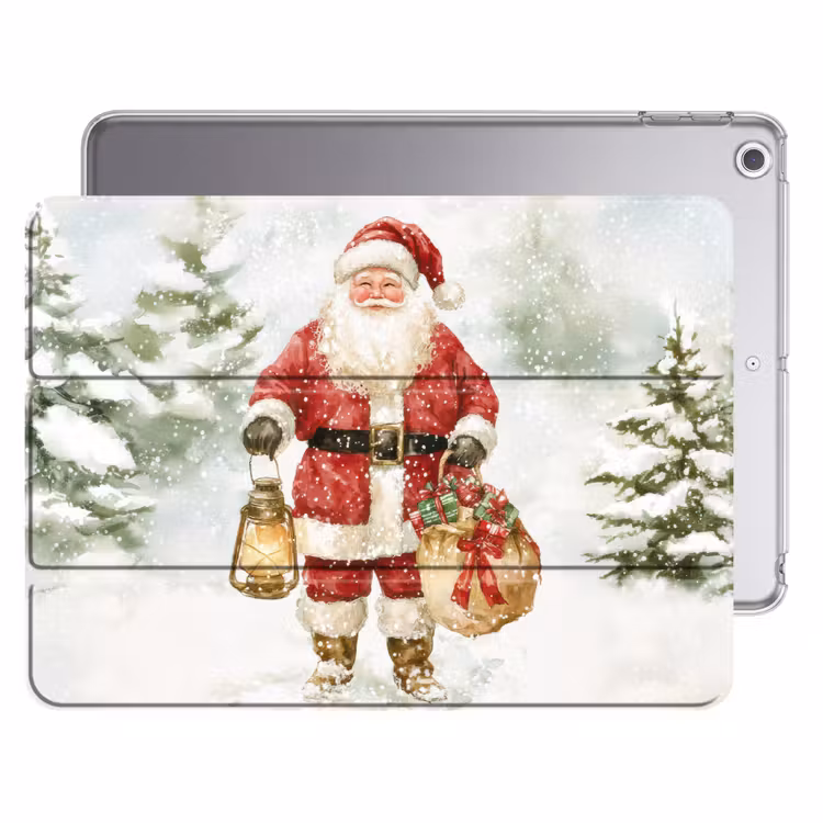 iPad hoes - Kerstman- Winter - Sneeuw - Wit - Rood — 1