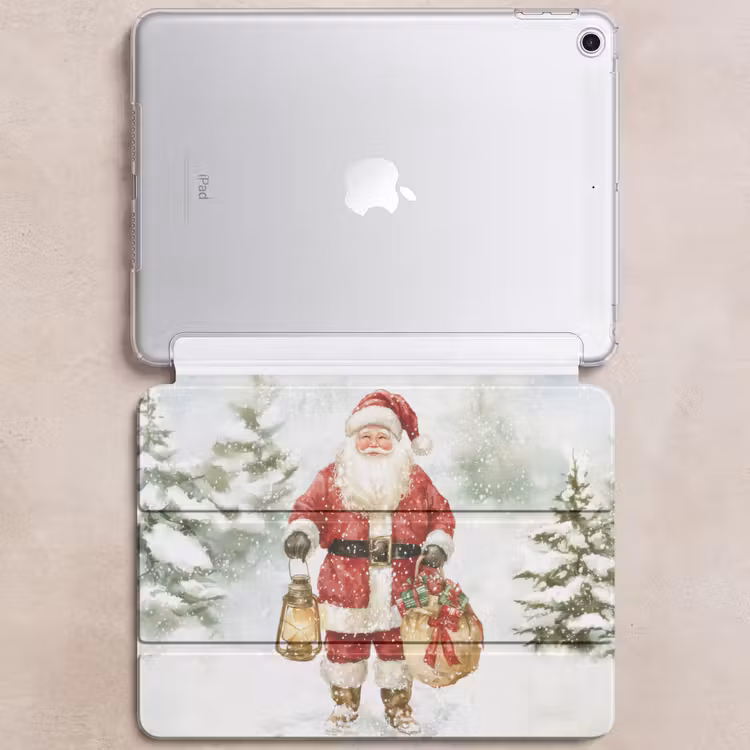 iPad hoes - Kerstman- Winter - Sneeuw - Wit - Rood — 6
