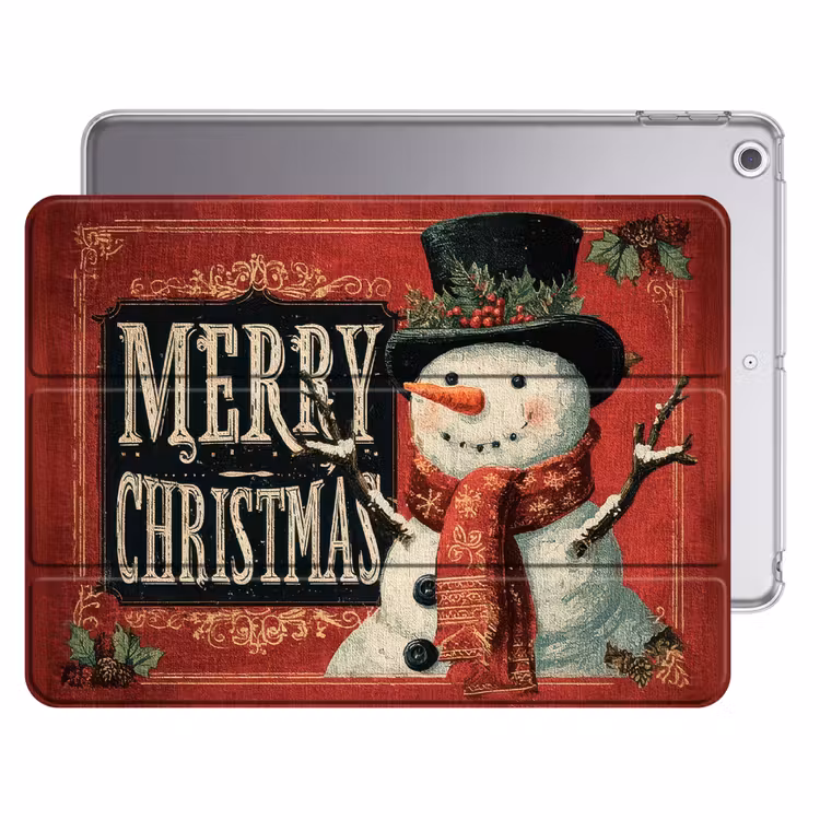 iPad hoes - Klassiek - Kerstgroet - Sneeuwpop - Rood — 1