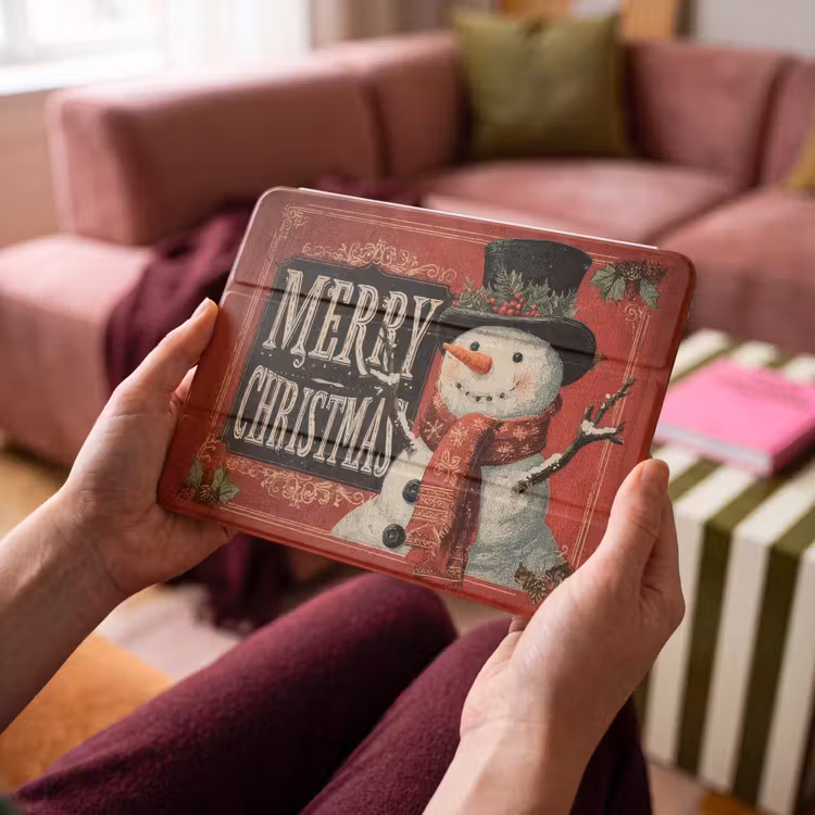 iPad hoes - Klassiek - Kerstgroet - Sneeuwpop - Rood — 3