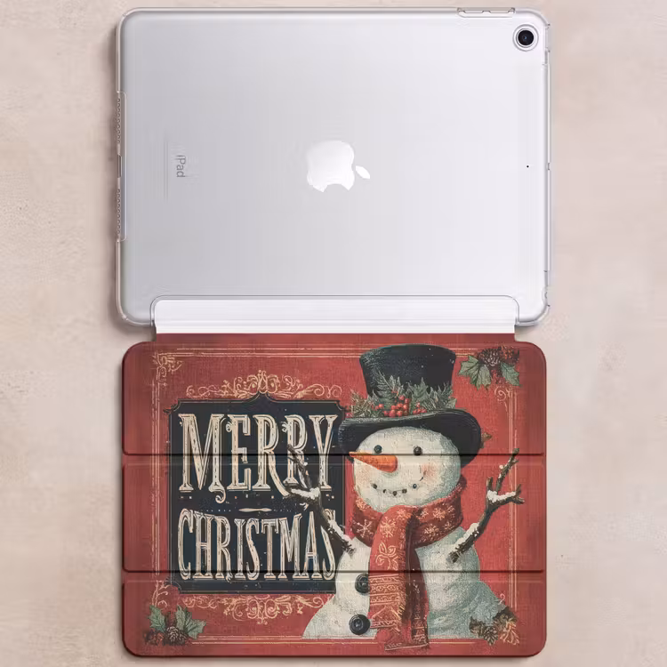iPad hoes - Klassiek - Kerstgroet - Sneeuwpop - Rood — 6