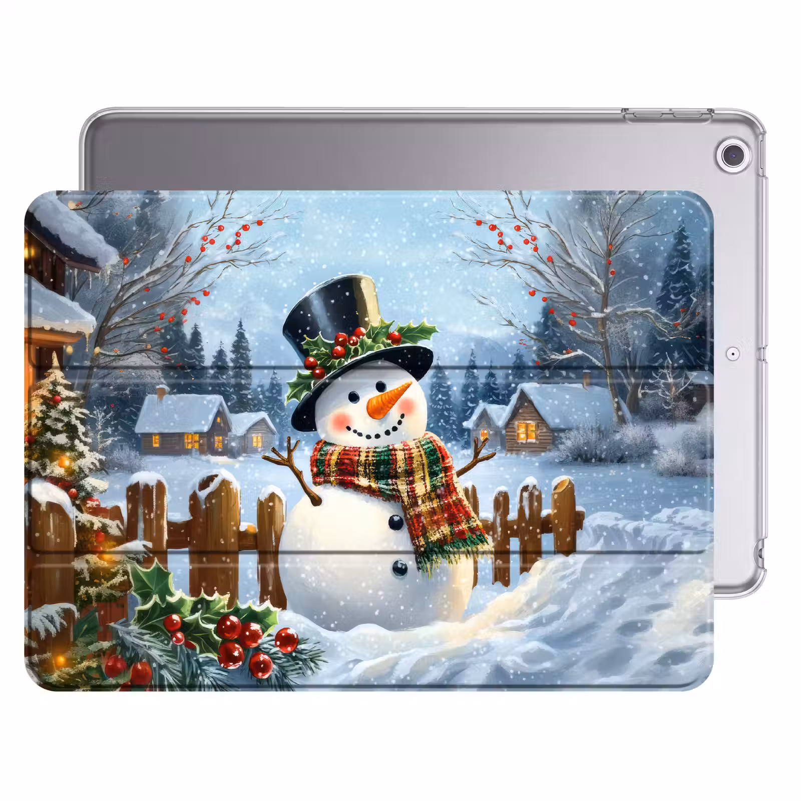 iPad hoes - Sneeuwpop - Winterdorp - Kleurrijk — 1