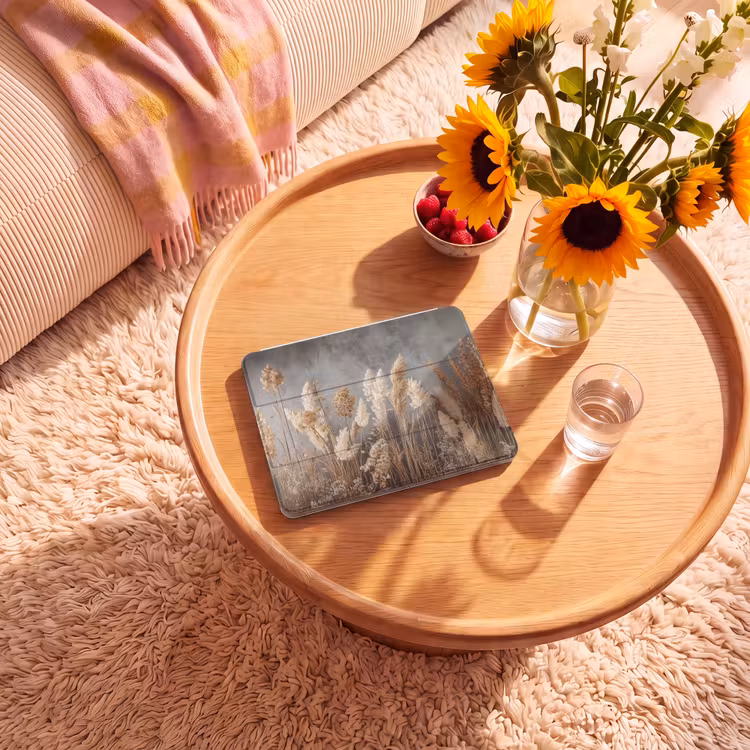 iPad hoes - Gedroogde Veldbloemen - Grijs - Beton — 2