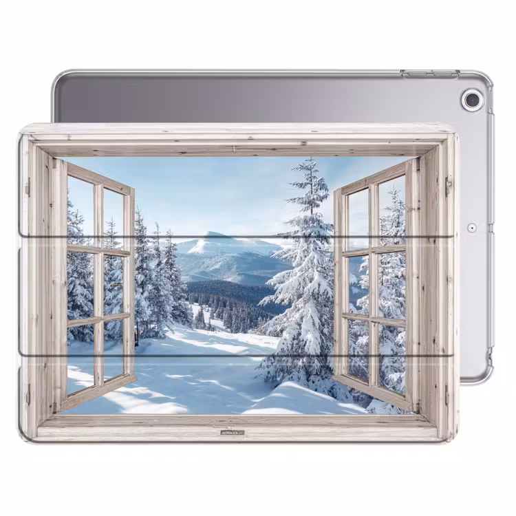 iPad hoes - Doorkijk - Winter - Landschap - Natuur - Berg - Bomen - Wit — 1