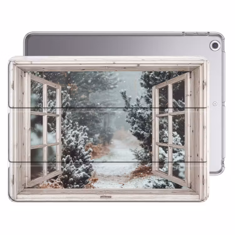 iPad hoes - Bos - Winter - Bomen - Natuur - Pad - Doorkijk - Wit — 1