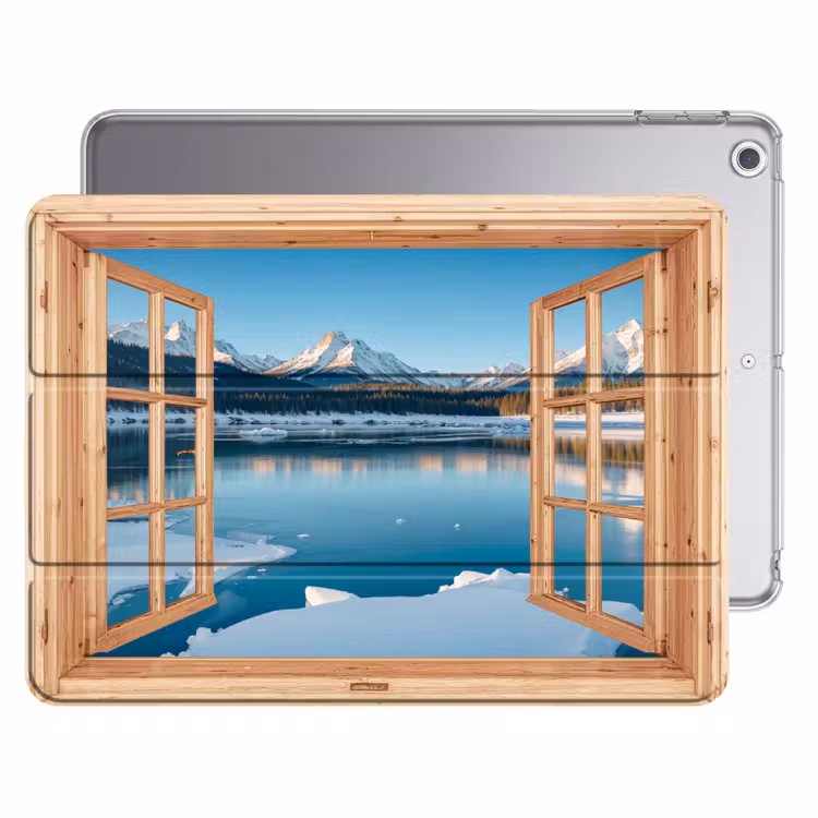 iPad hoes - Doorkijk - Landschap - Winter - Meer - Bergen - Uitzicht — 1