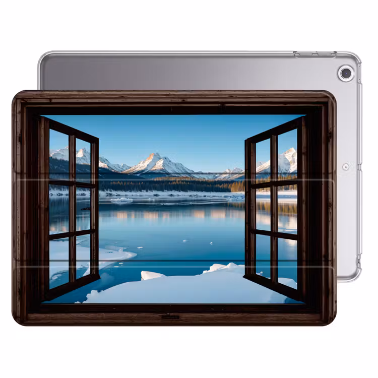 iPad hoes - Doorkijk - Winterlandschap - Meer - Bergen - Uitzicht — 1