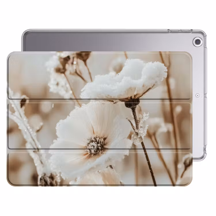 iPad hoes - Bloemen - Winter - Wit - Sneeuw - Beige — 1