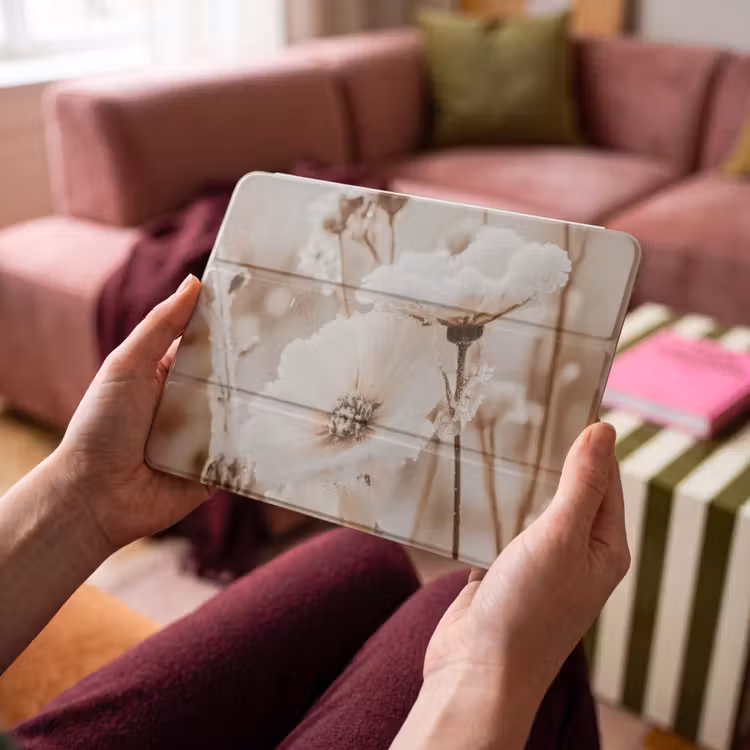 iPad hoes - Bloemen - Winter - Wit - Sneeuw - Beige — 3