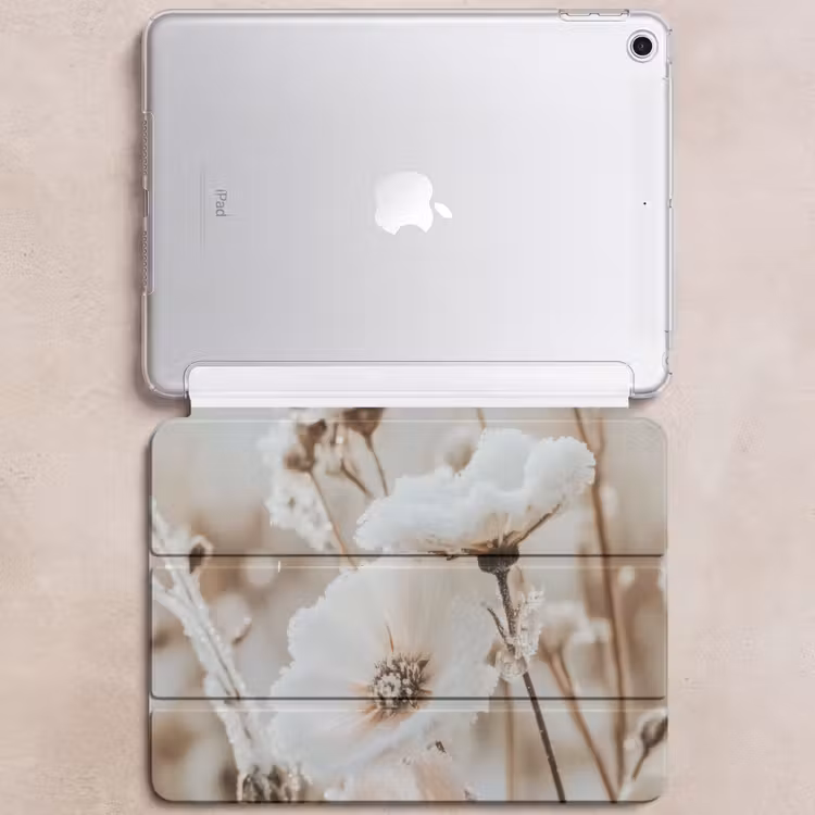 iPad hoes - Bloemen - Winter - Wit - Sneeuw - Beige — 6