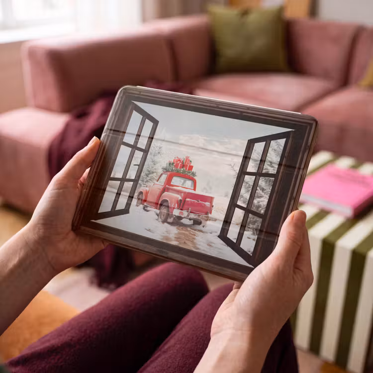 iPad hoes - Doorkijk - Auto - Rood - Cadeaus - Winterlandschap - Kerst — 3
