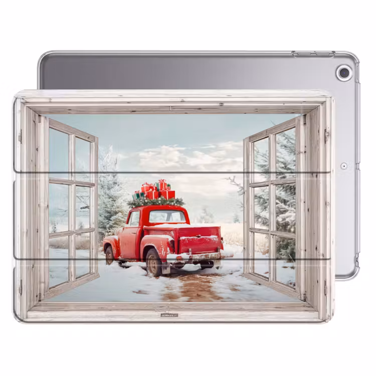 iPad hoes - Auto - Rood - Cadeaus - Winter - Kerst - Doorkijk - Wit — 1