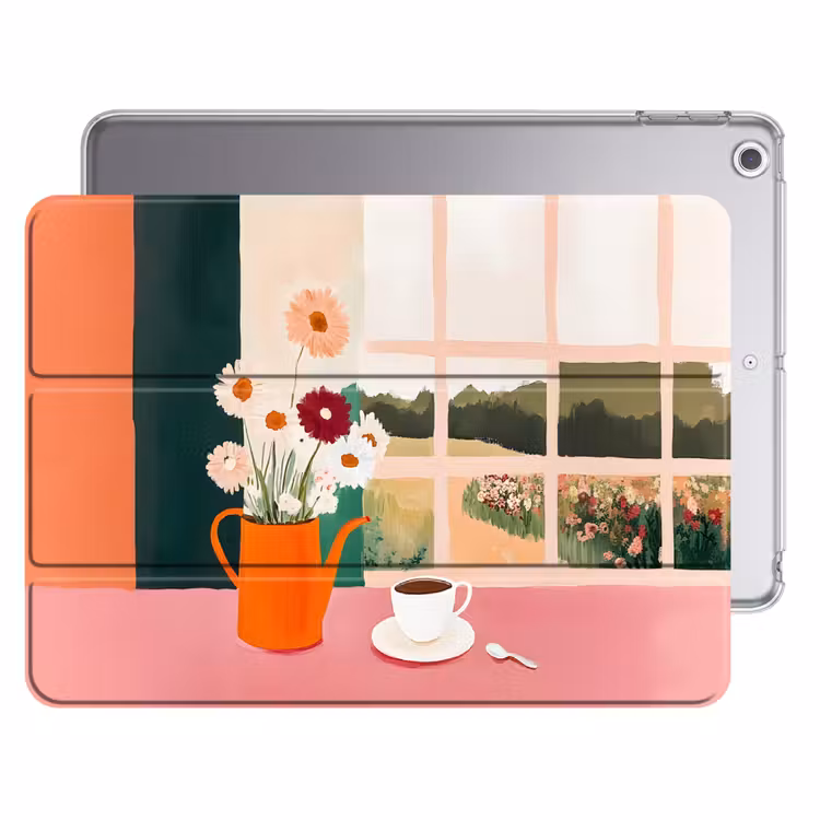 iPad hoes - Bloemen - Koffie - Raam — 1