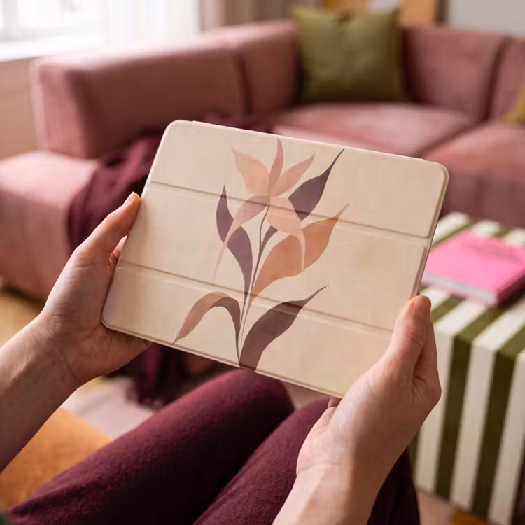 iPad hoes - Minimalistisch - Bloem - Bladeren - Beige — 3