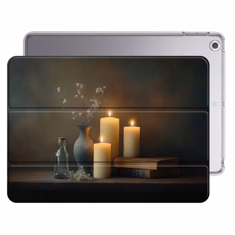 iPad hoes - Kaarsen - Stilleven - Rustiek - Boeken — 1