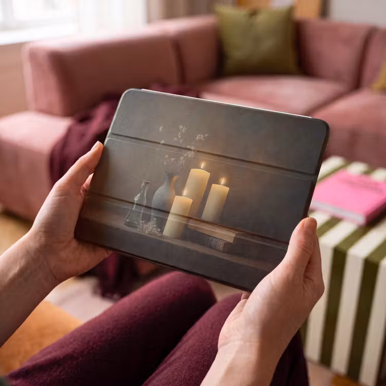 iPad hoes - Kaarsen - Stilleven - Rustiek - Boeken — 3