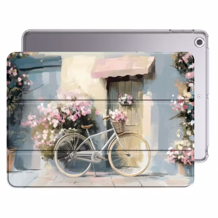 iPad hoes - Fiets - Pastelkleuren - Bloemen — 1