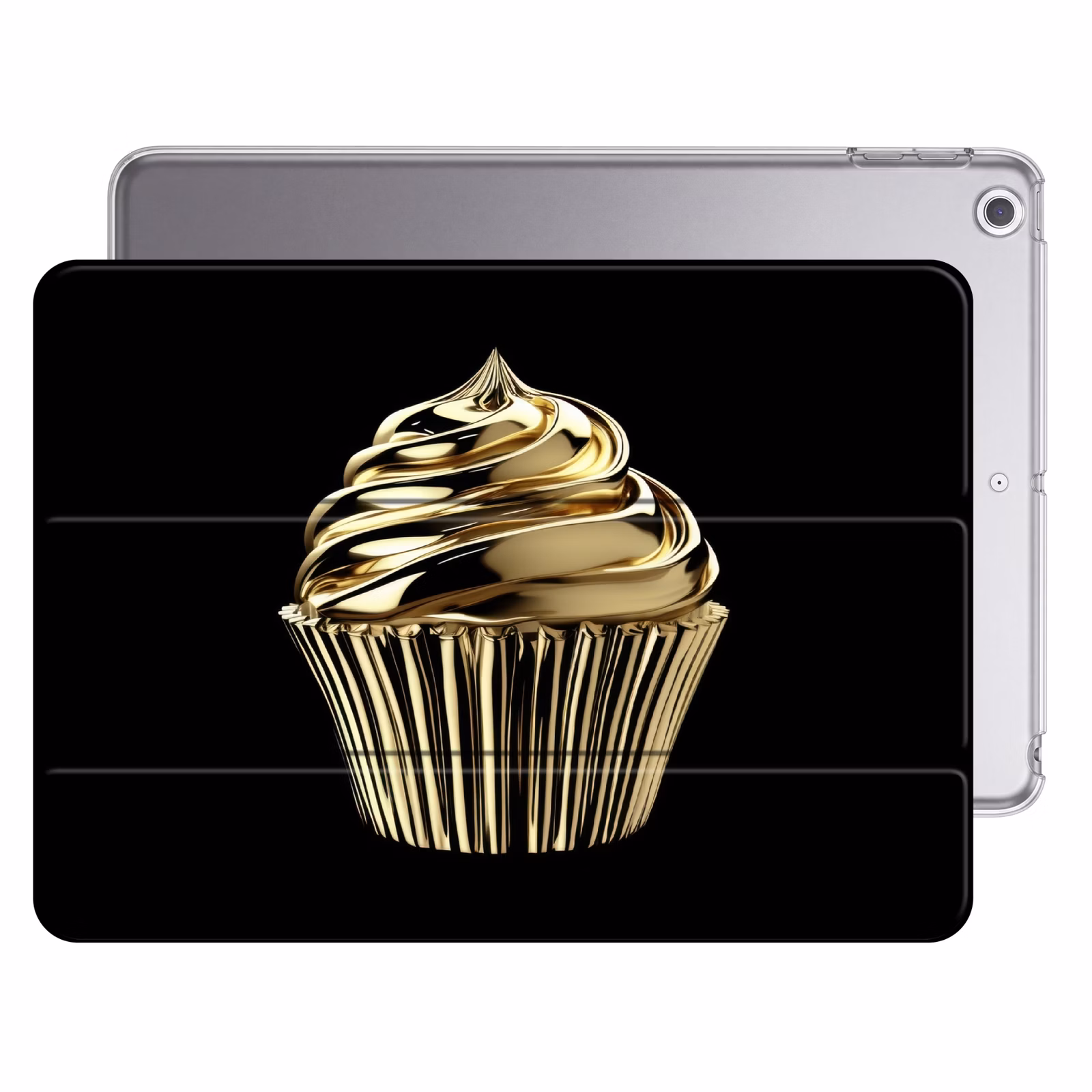 iPad hoes - Cupcake - Eten - Goud - Zwart — 1
