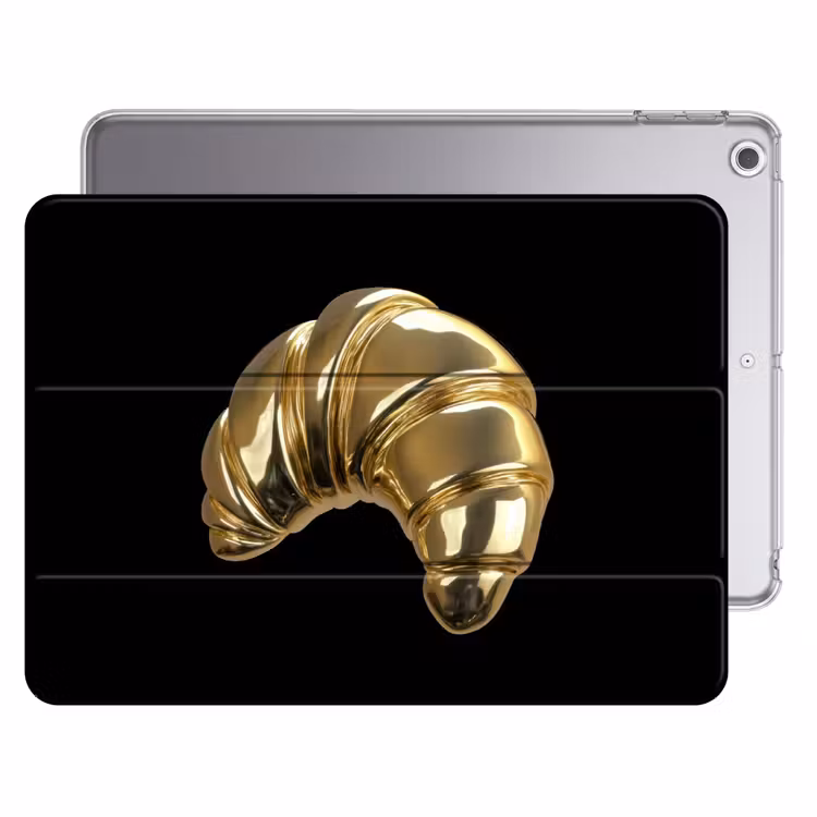 iPad hoes - Croissant - Brood - Goud - Zwart — 1