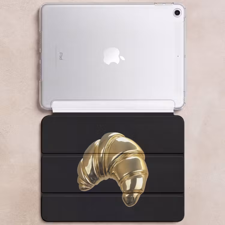 iPad hoes - Croissant - Brood - Goud - Zwart — 6