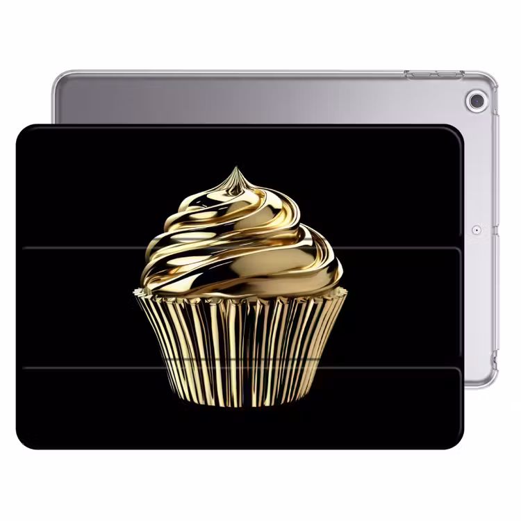 iPad hoes - Cupcake - Eten - Goud - Zwart — 1