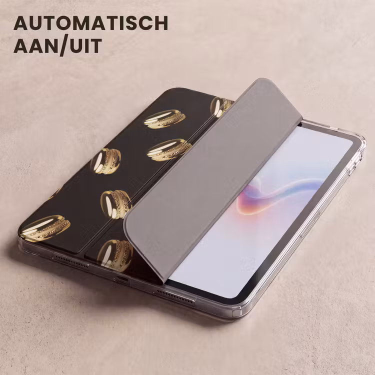 iPad hoes - Macarons - Patroon - Goud - Zwart — 4