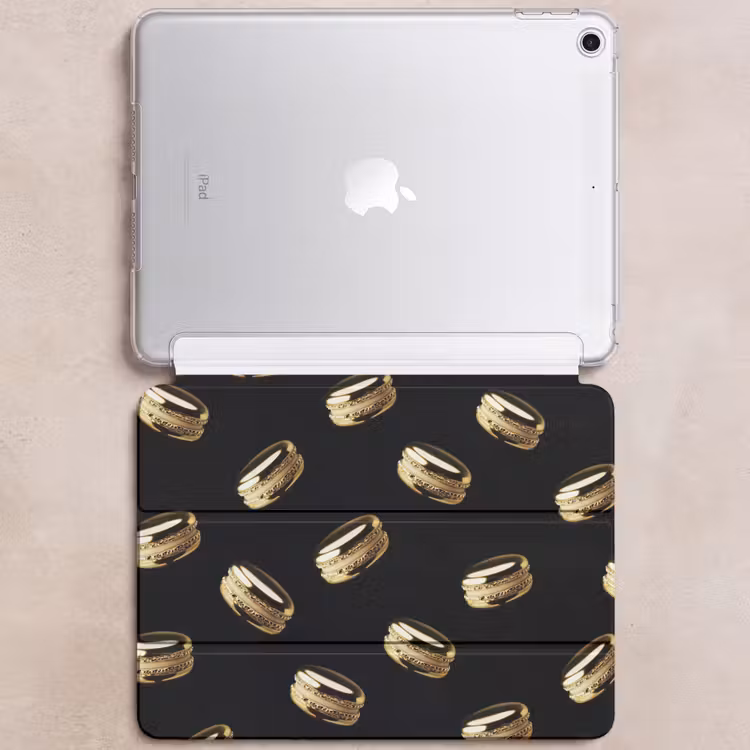 iPad hoes - Macarons - Patroon - Goud - Zwart — 6