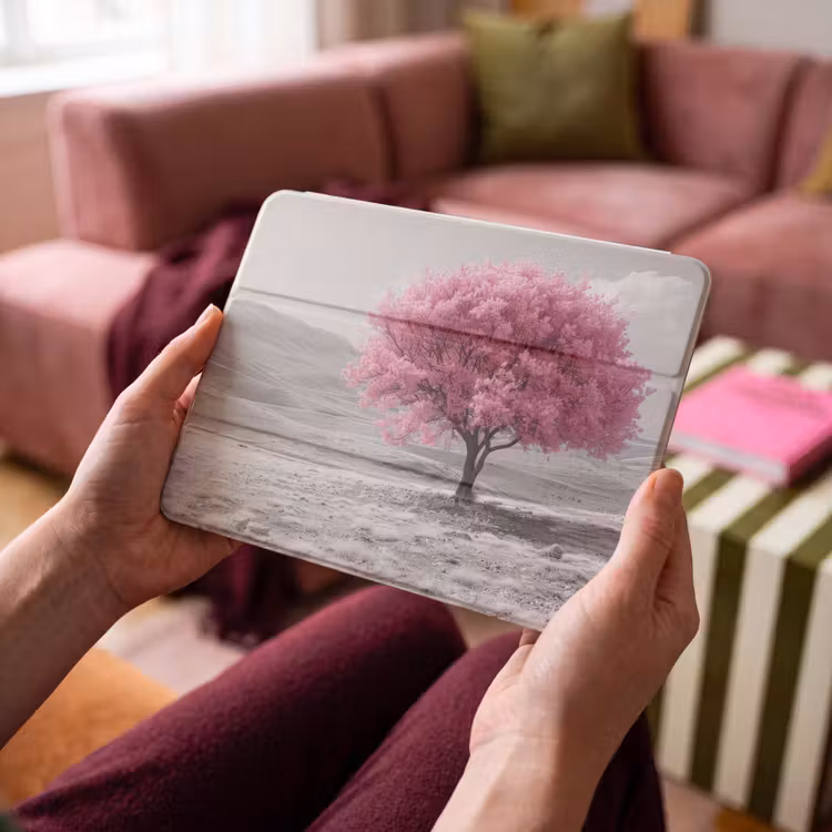 iPad hoes - Boom - Natuur - Roze - Zwart wit — 3