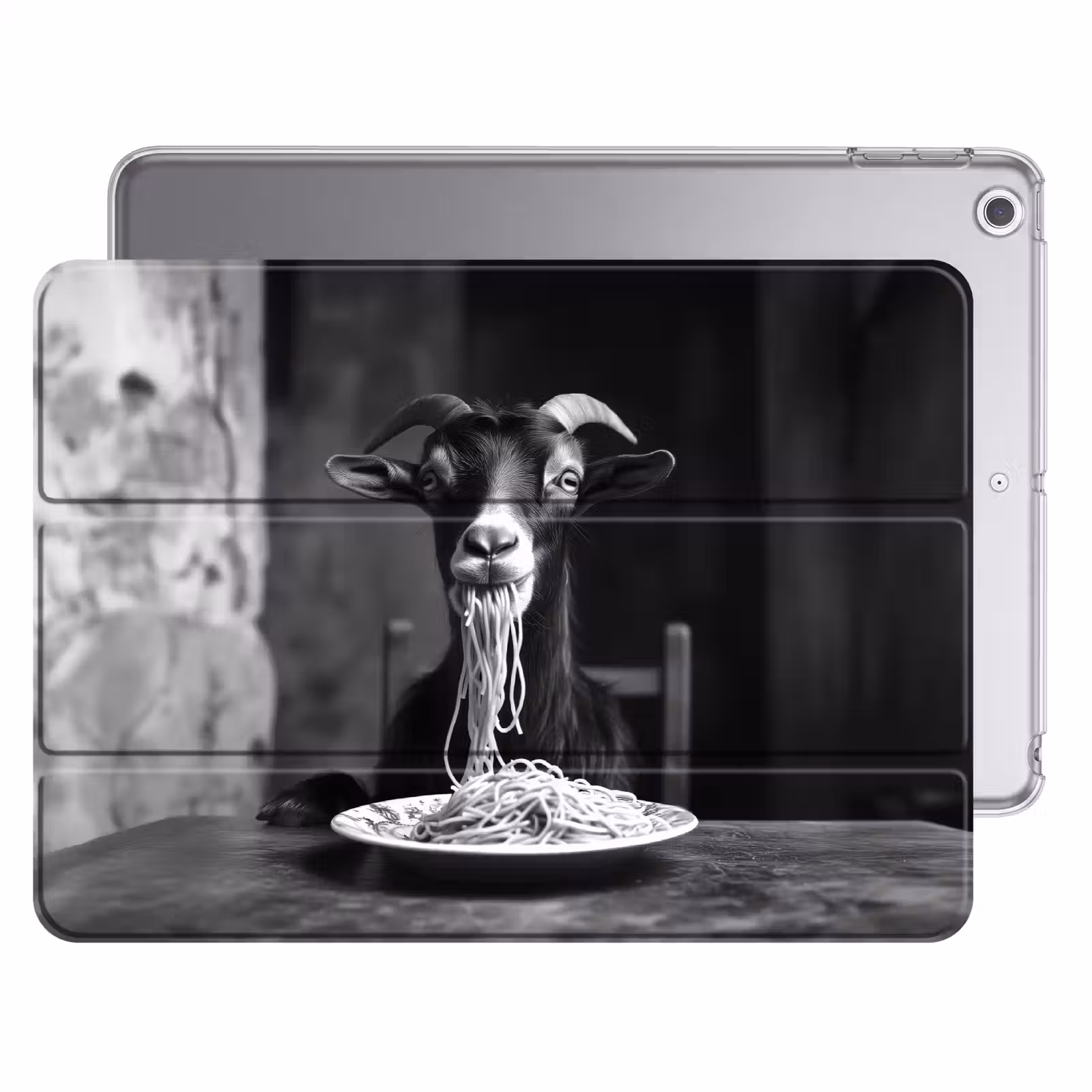 iPad hoes - Geit - Bord - Spaghetti - Zwart Wit — 1