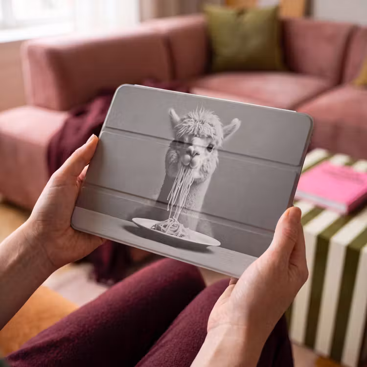 iPad hoes - Alpaca - Pasta - Zwart - Wit - Grappig - Dieren — 3
