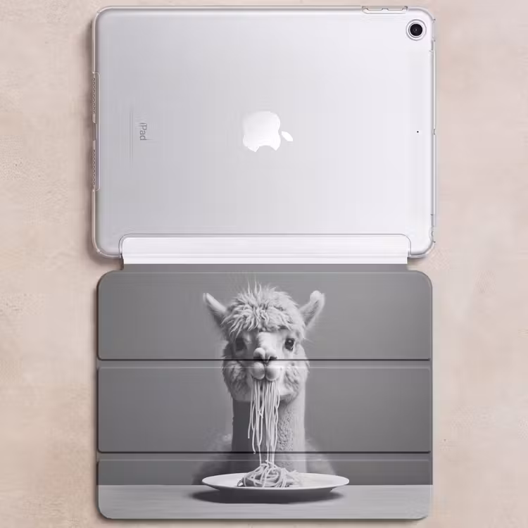 iPad hoes - Alpaca - Pasta - Zwart - Wit - Grappig - Dieren — 6