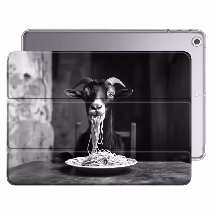 iPad hoes - Geit - Bord - Spaghetti - Zwart Wit — 1