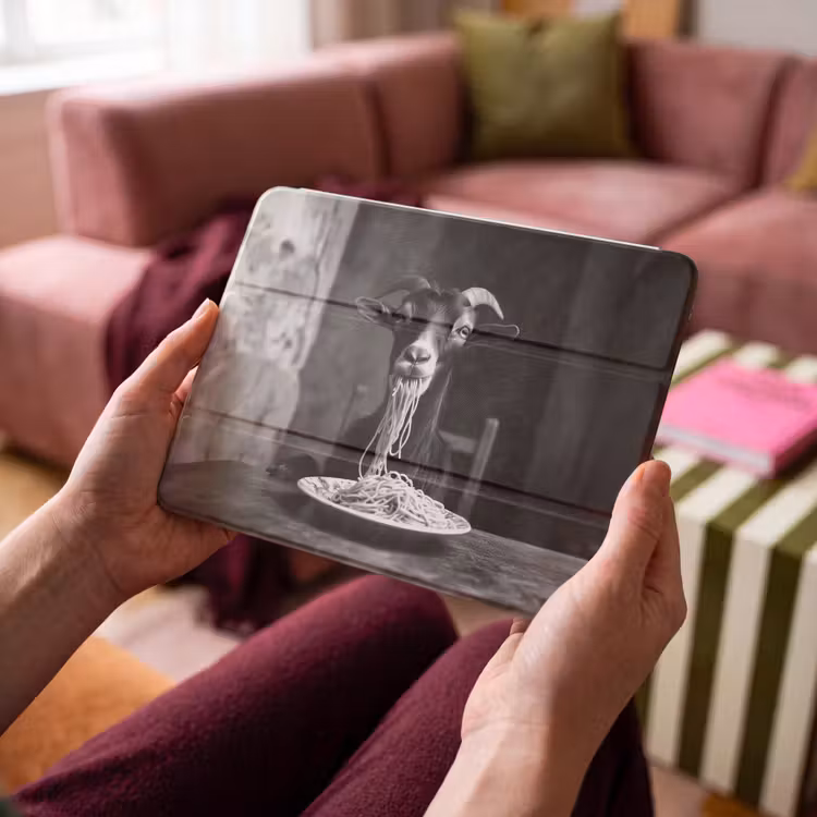 iPad hoes - Geit - Bord - Spaghetti - Zwart Wit — 3