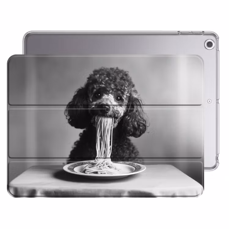 iPad hoes - Poedel - Hond - Zwart - Wit - Schattig - Pasta — 1