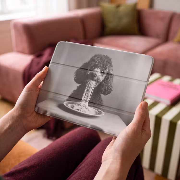 iPad hoes - Poedel - Hond - Zwart - Wit - Schattig - Pasta — 3